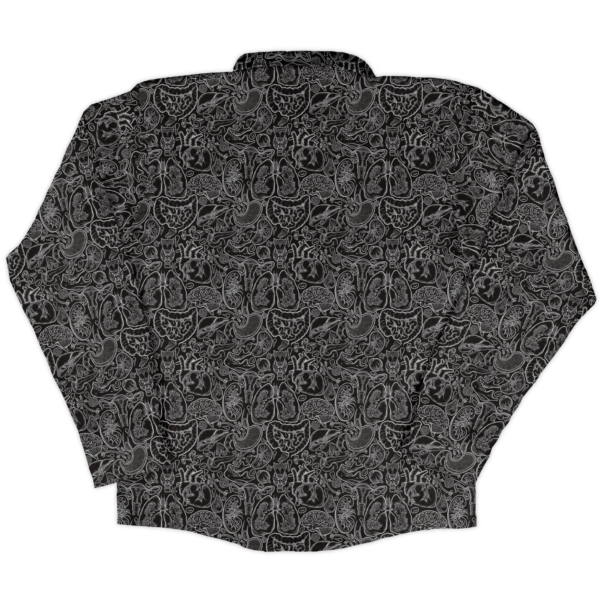 Nerdy Human Anatomy Black Long Sleeve Button Up Shirt