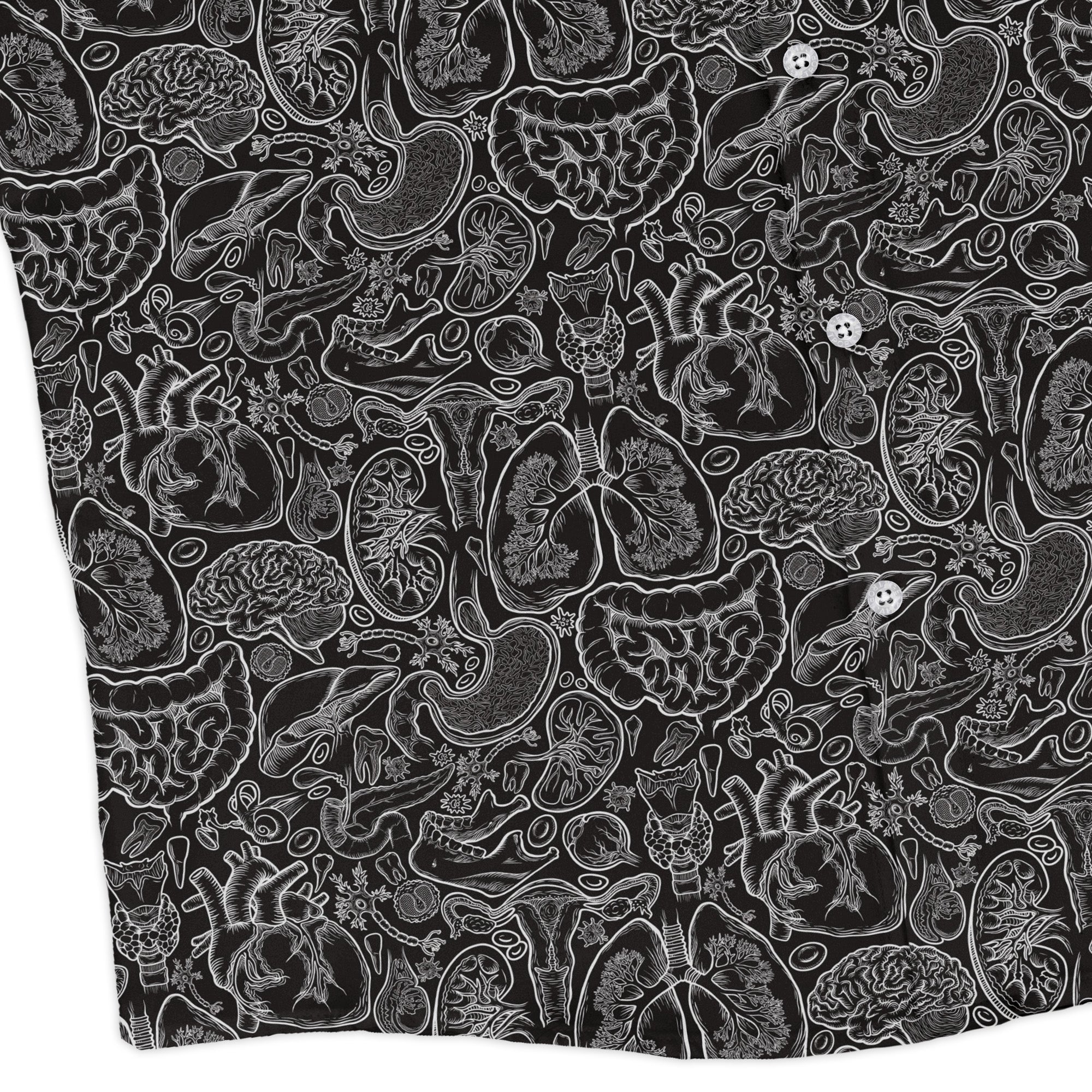 Nerdy Human Anatomy Black Long Sleeve Button Up Shirt