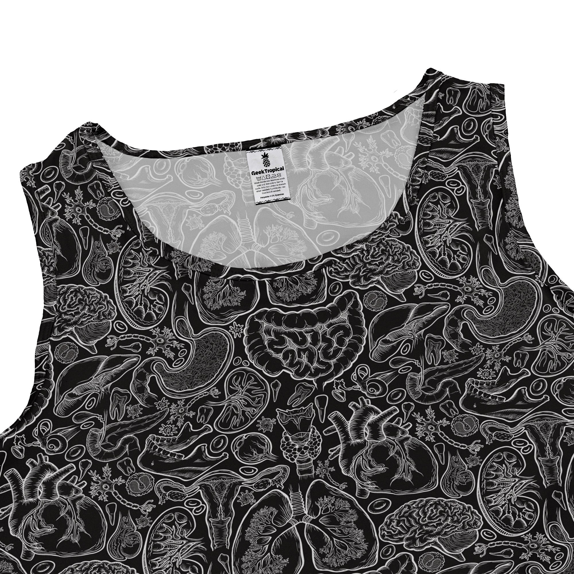 Nerdy Human Anatomy Black Sleeveless Dress
