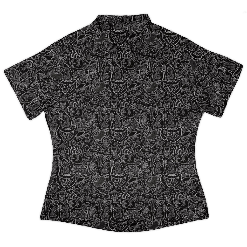 Nerdy Human Anatomy Black Curvy Button Up Shirt