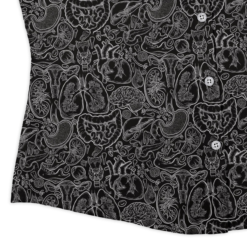 Nerdy Human Anatomy Black Curvy Button Up Shirt