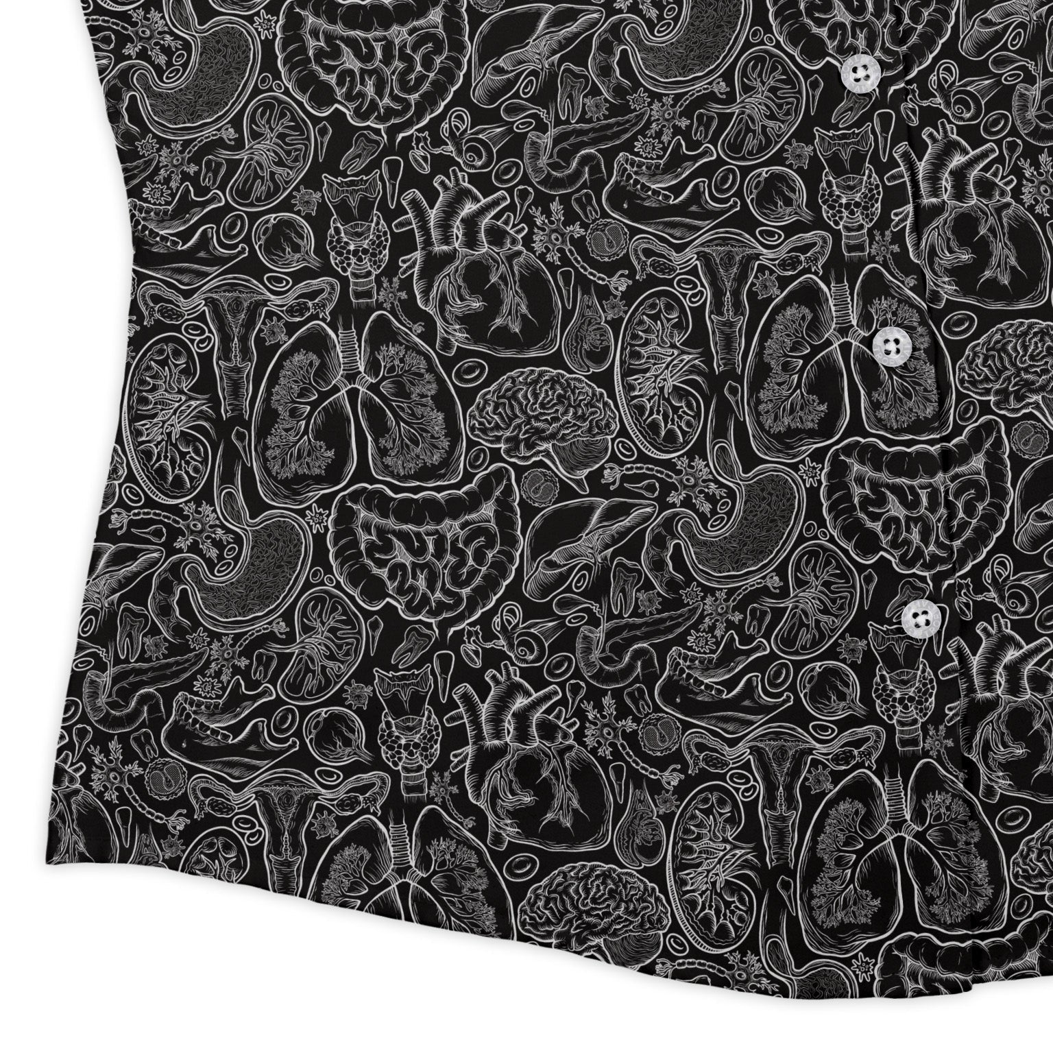 Nerdy Human Anatomy Black Curvy Button Up Shirt