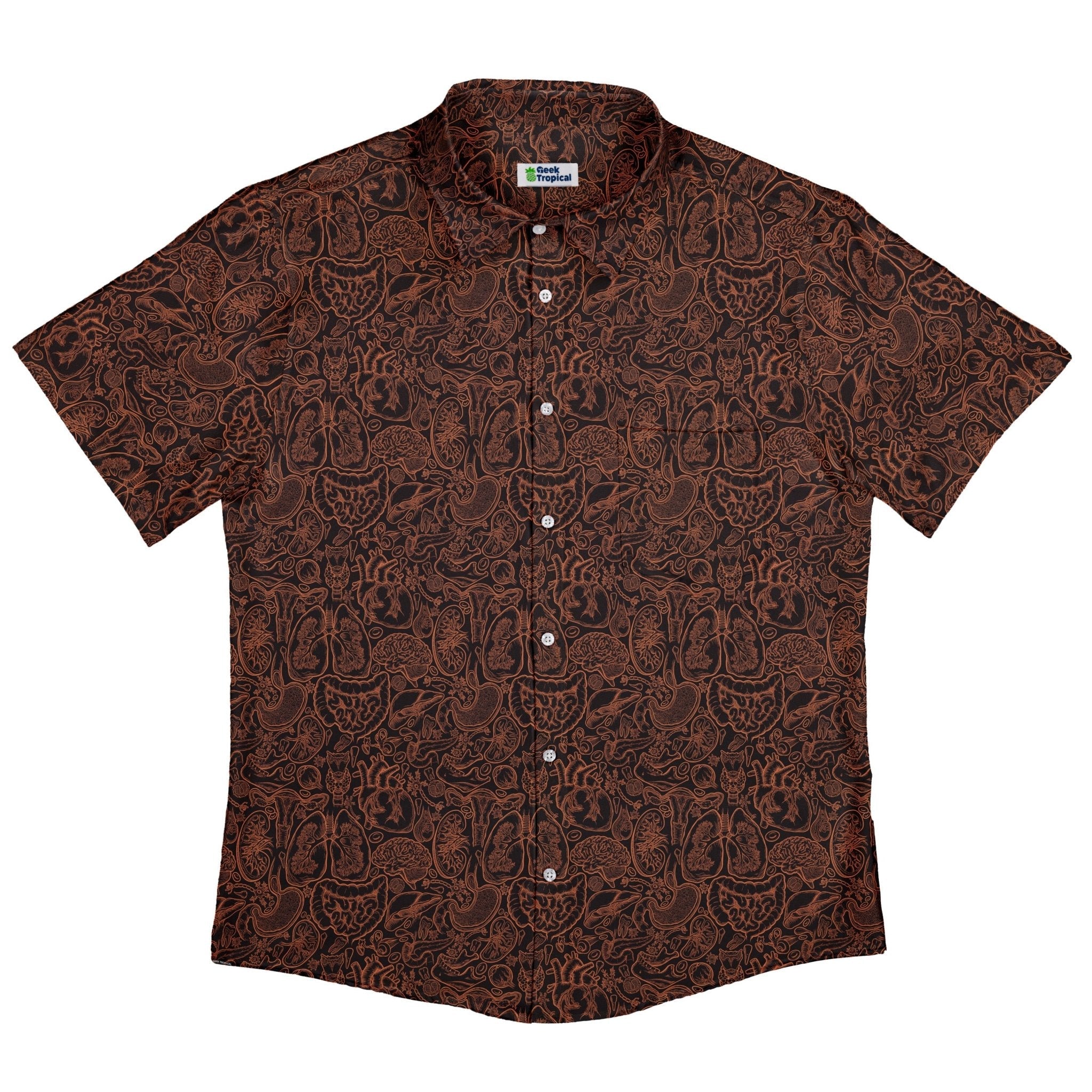 Nerdy Human Anatomy Dark Button Up Shirt