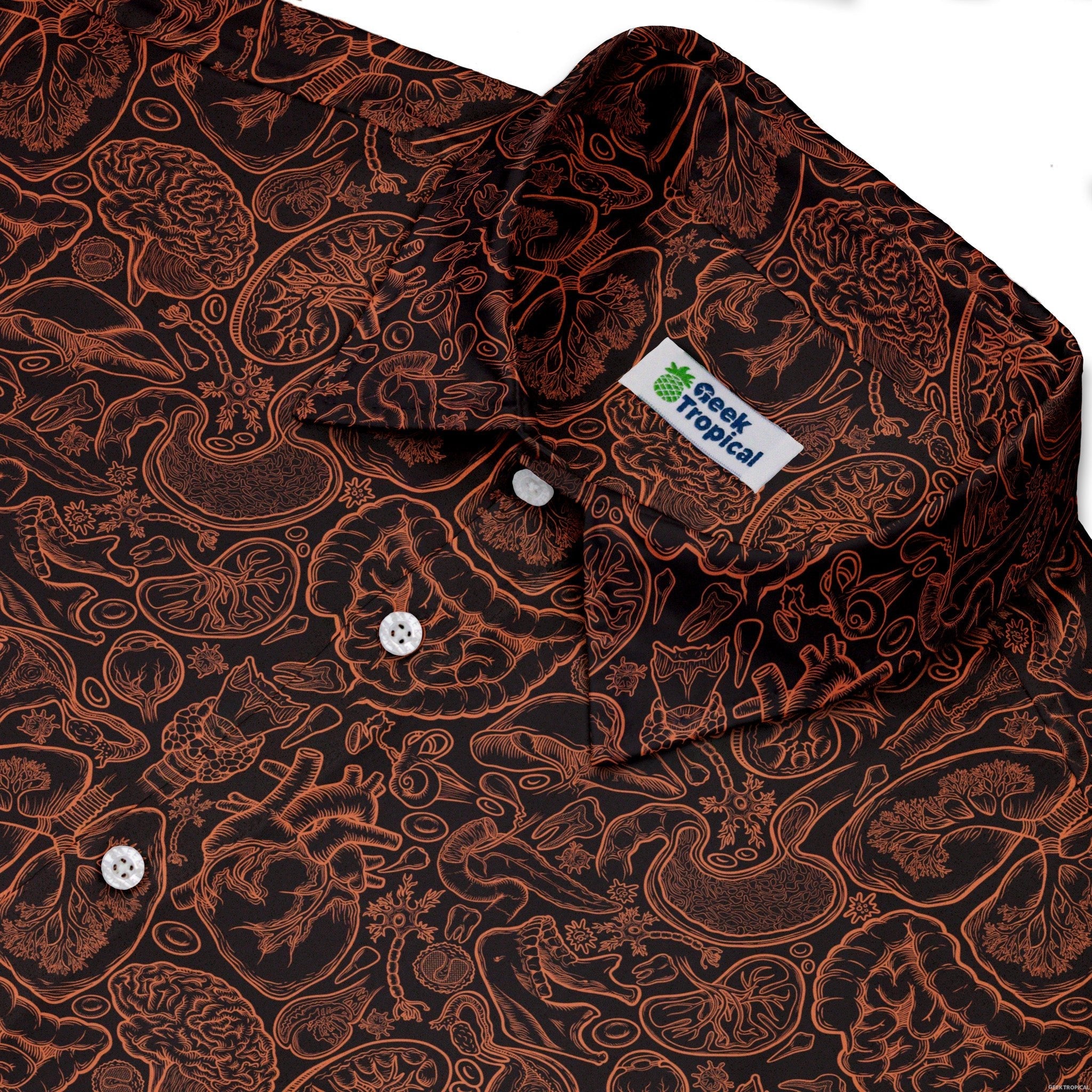 Nerdy Human Anatomy Dark Button Up Shirt