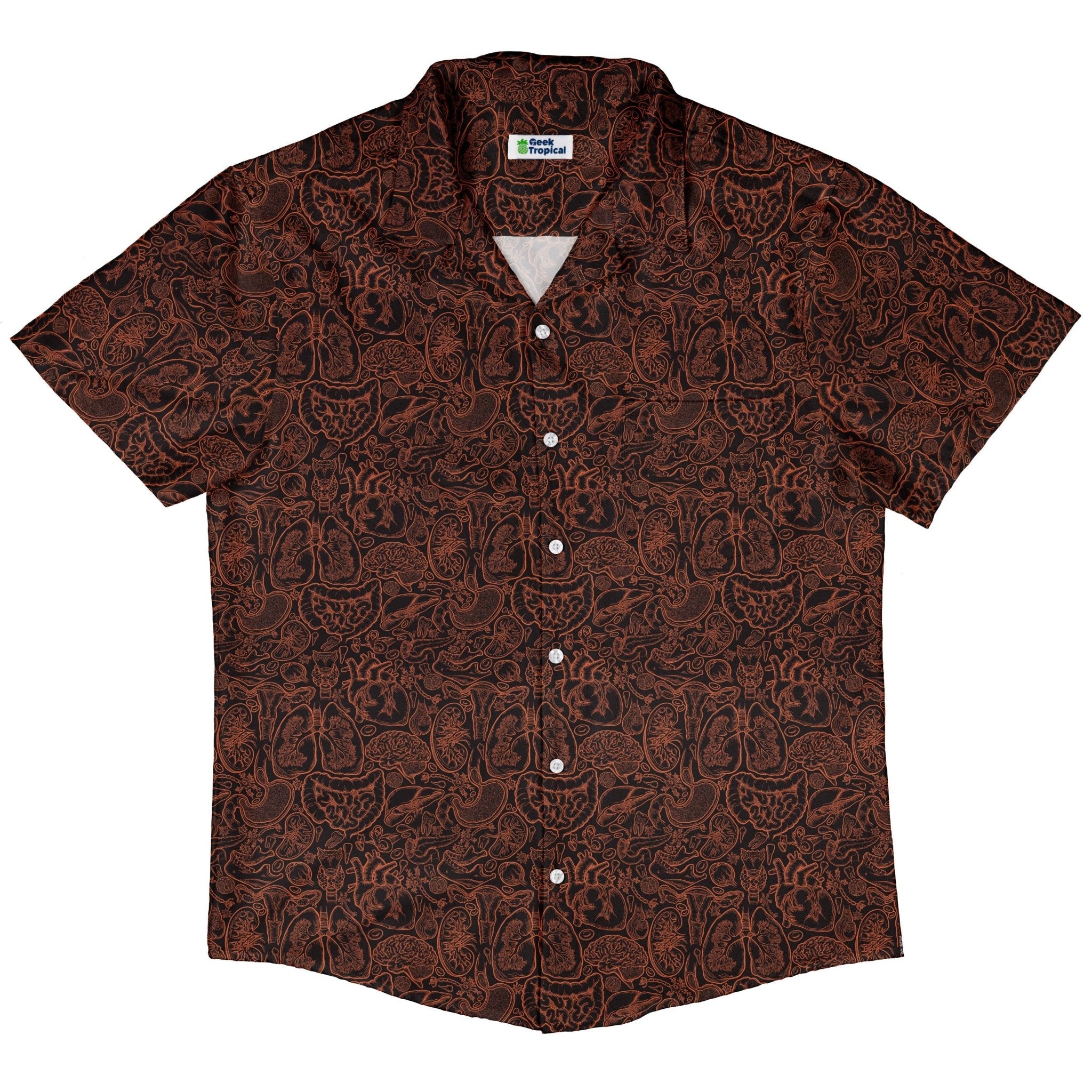 Nerdy Human Anatomy Dark Button Up Shirt