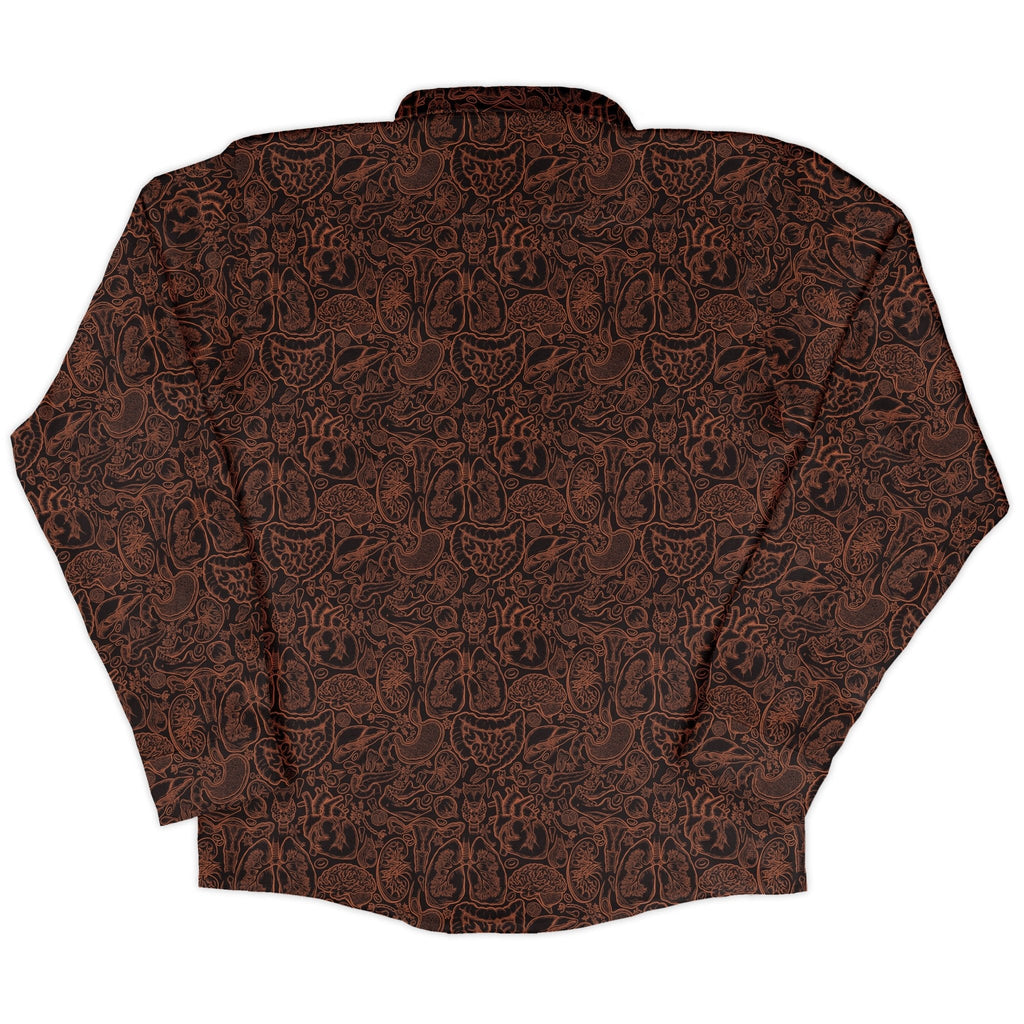 Nerdy Human Anatomy Dark Long Sleeve Button Up Shirt