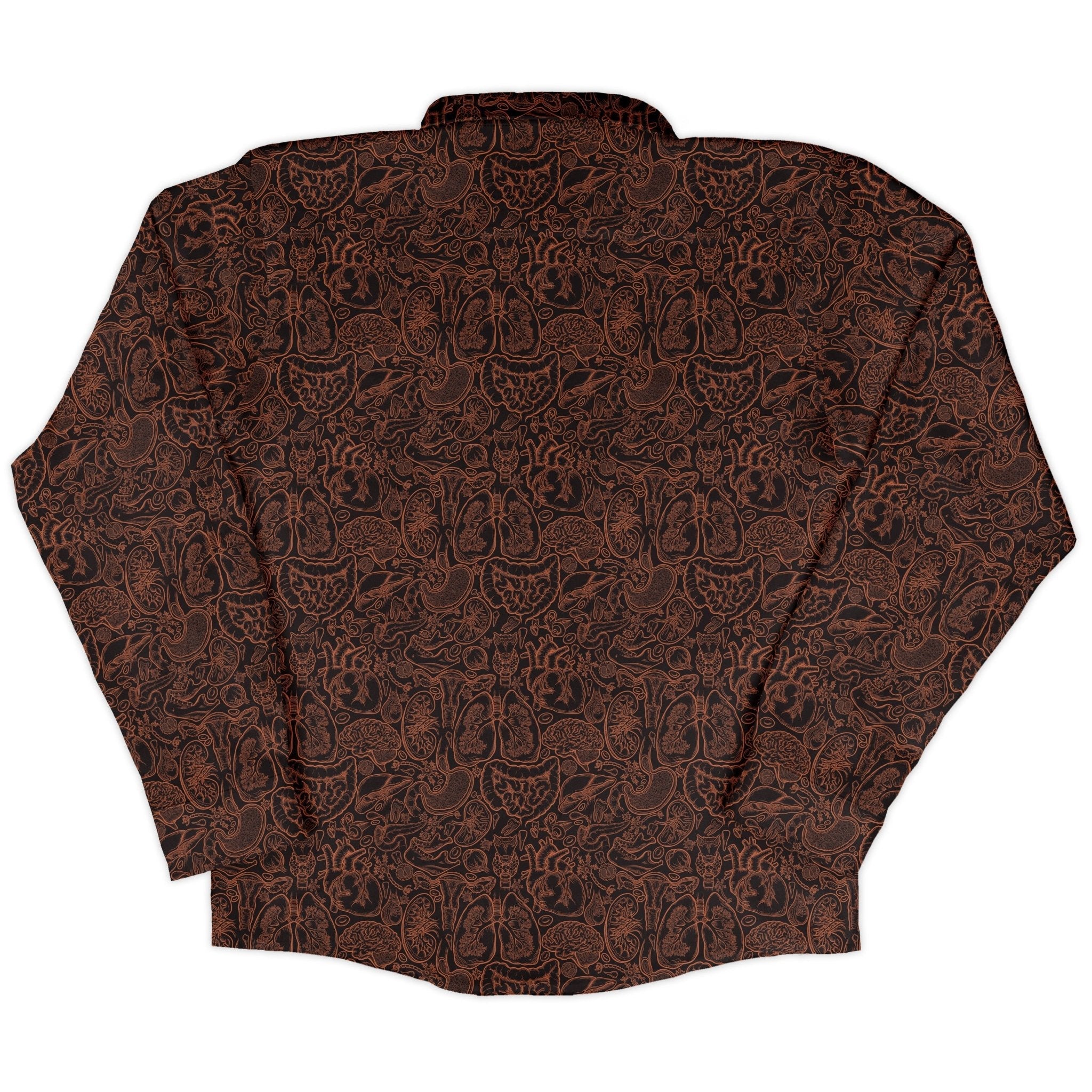 Nerdy Human Anatomy Dark Long Sleeve Button Up Shirt