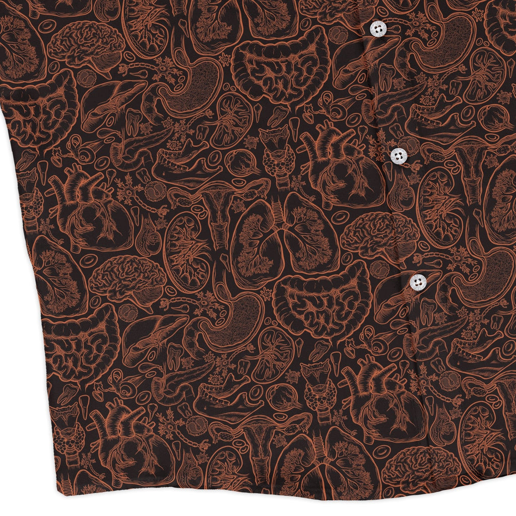 Nerdy Human Anatomy Dark Long Sleeve Button Up Shirt