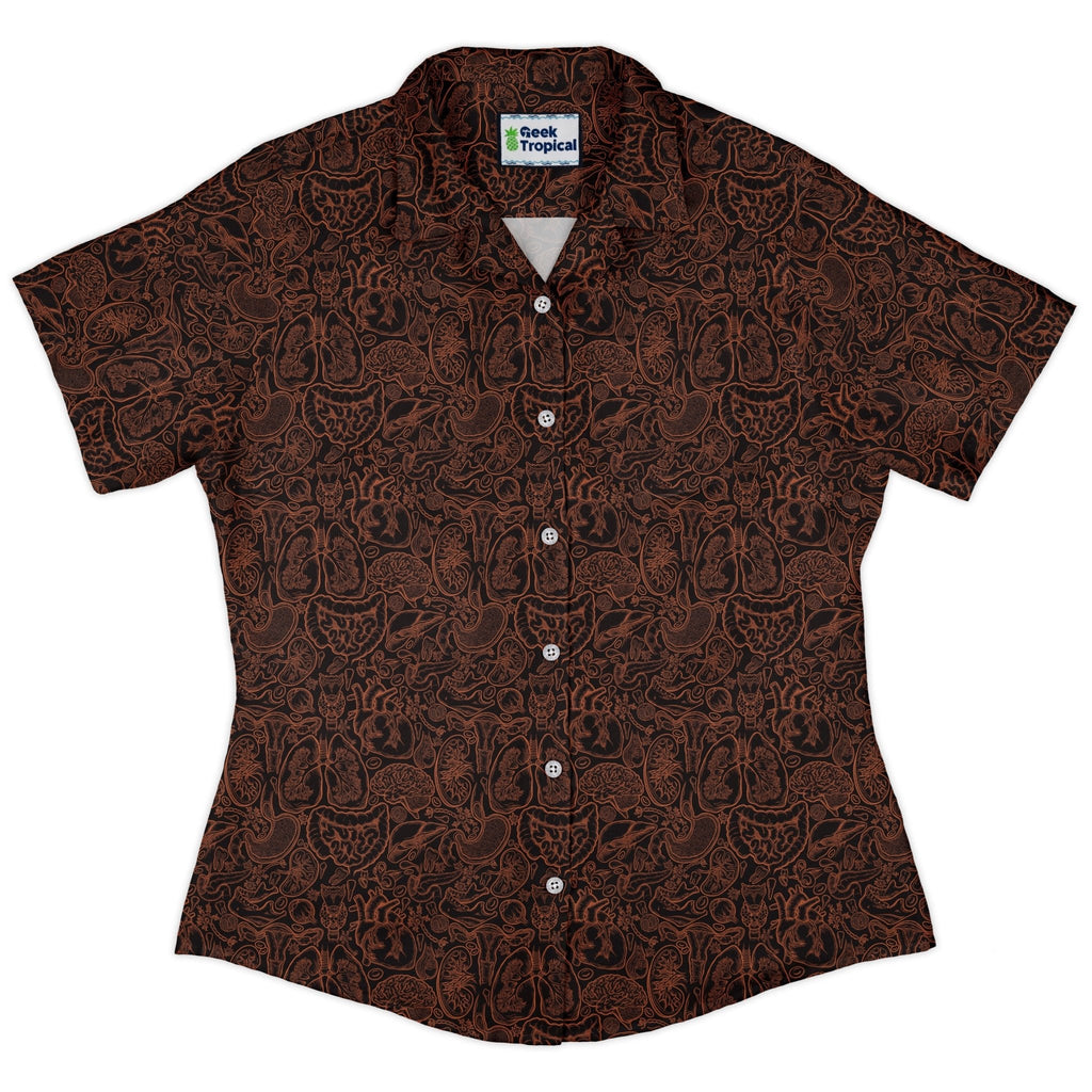 Nerdy Human Anatomy Dark Curvy Button Up Shirt