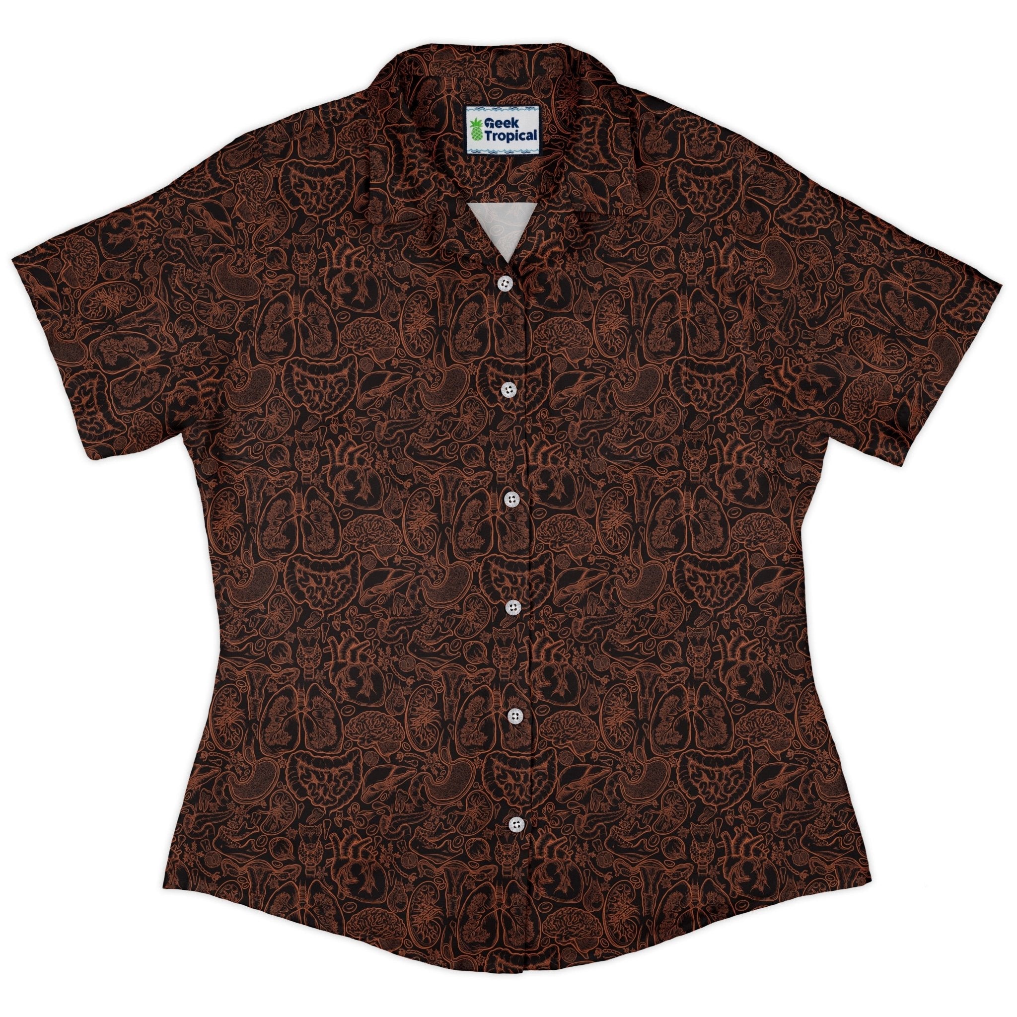 Nerdy Human Anatomy Dark Curvy Button Up Shirt