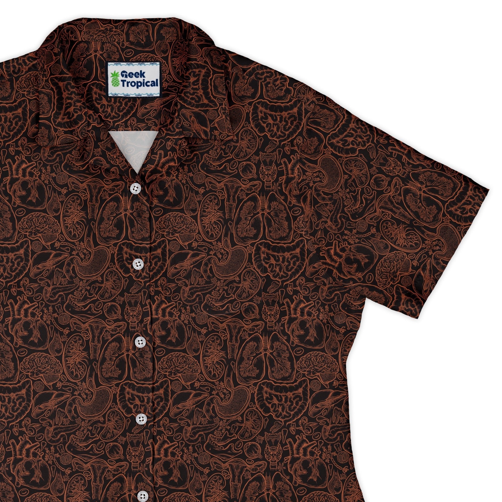 Nerdy Human Anatomy Dark Curvy Button Up Shirt