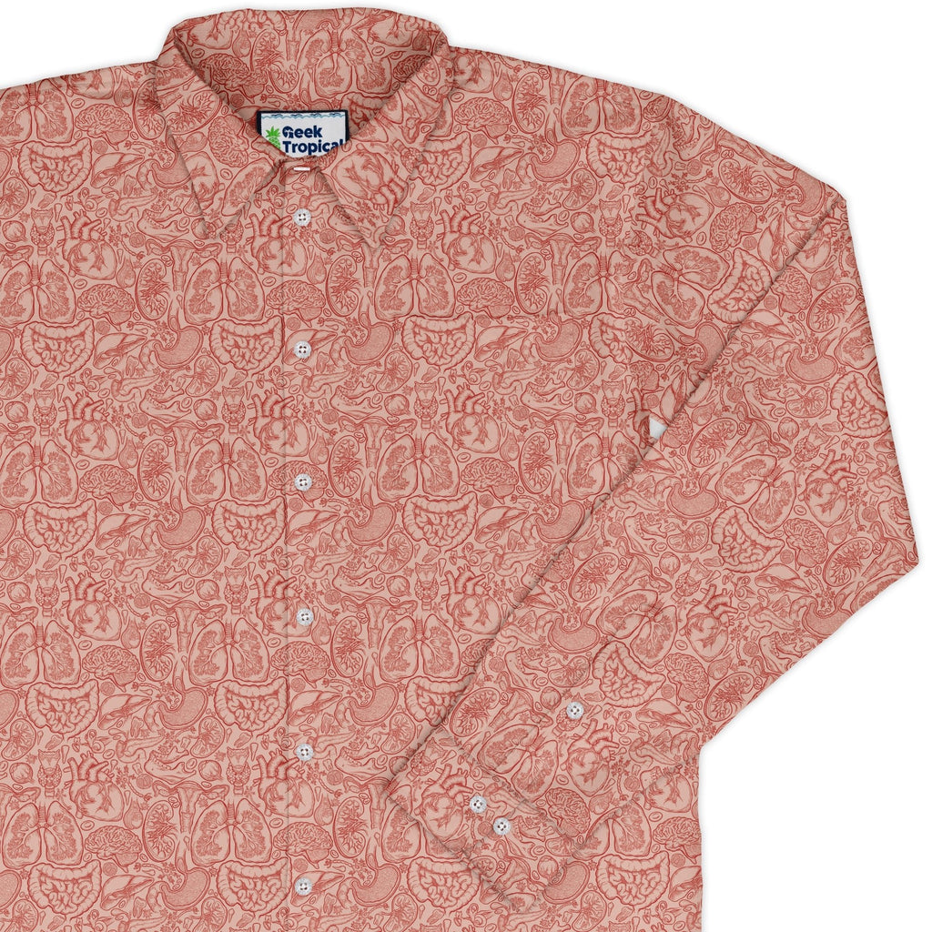 Nerdy Human Anatomy Light Long Sleeve Button Up Shirt