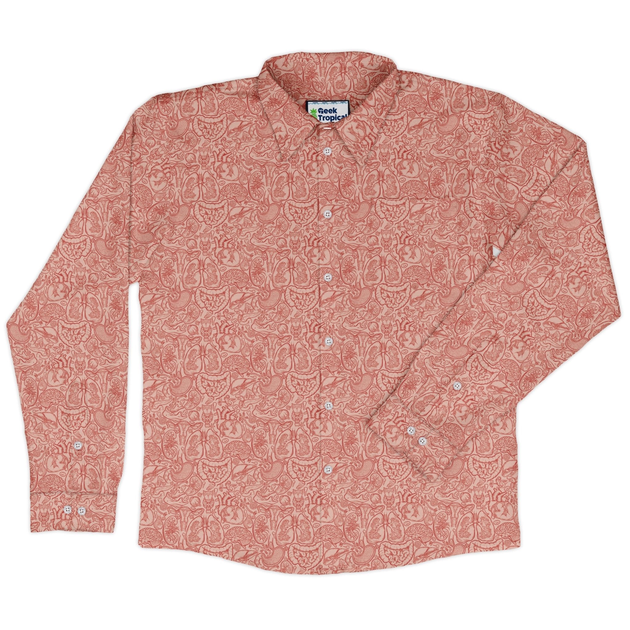 Nerdy Human Anatomy Light Long Sleeve Button Up Shirt