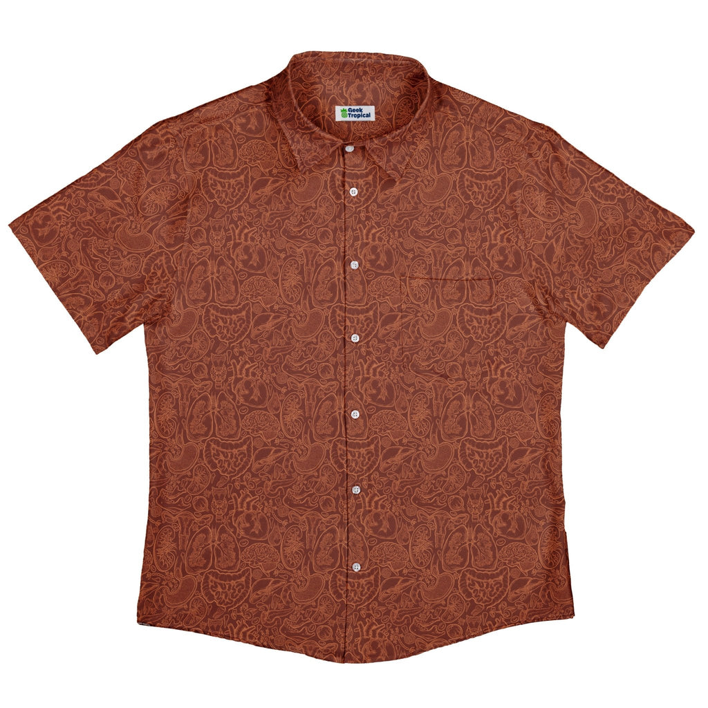 Nerdy Human Anatomy Red Button Up Shirt