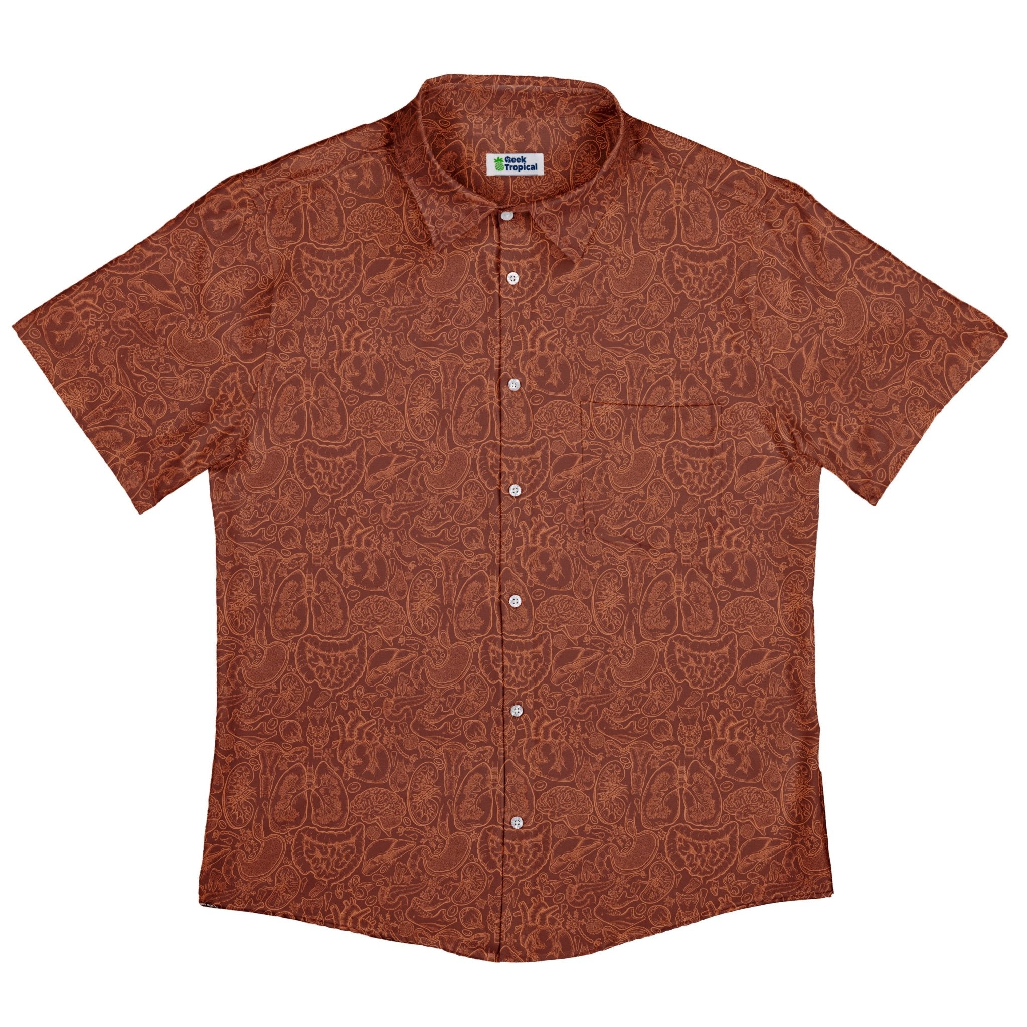 Nerdy Human Anatomy Red Button Up Shirt
