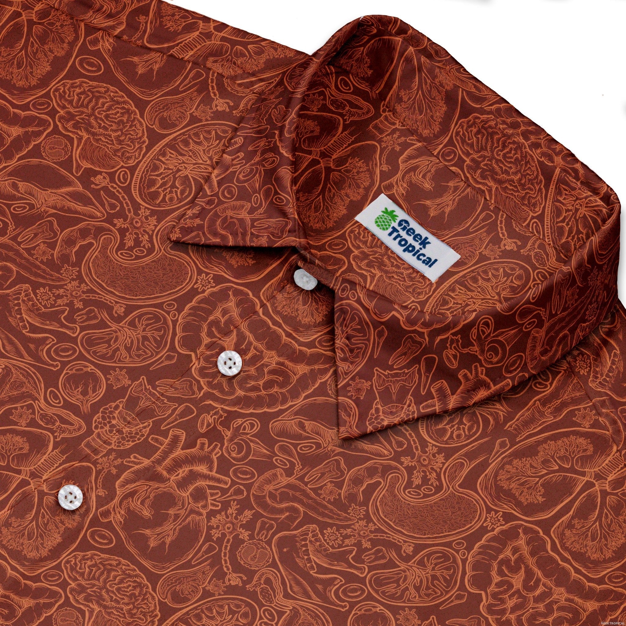 Nerdy Human Anatomy Red Button Up Shirt
