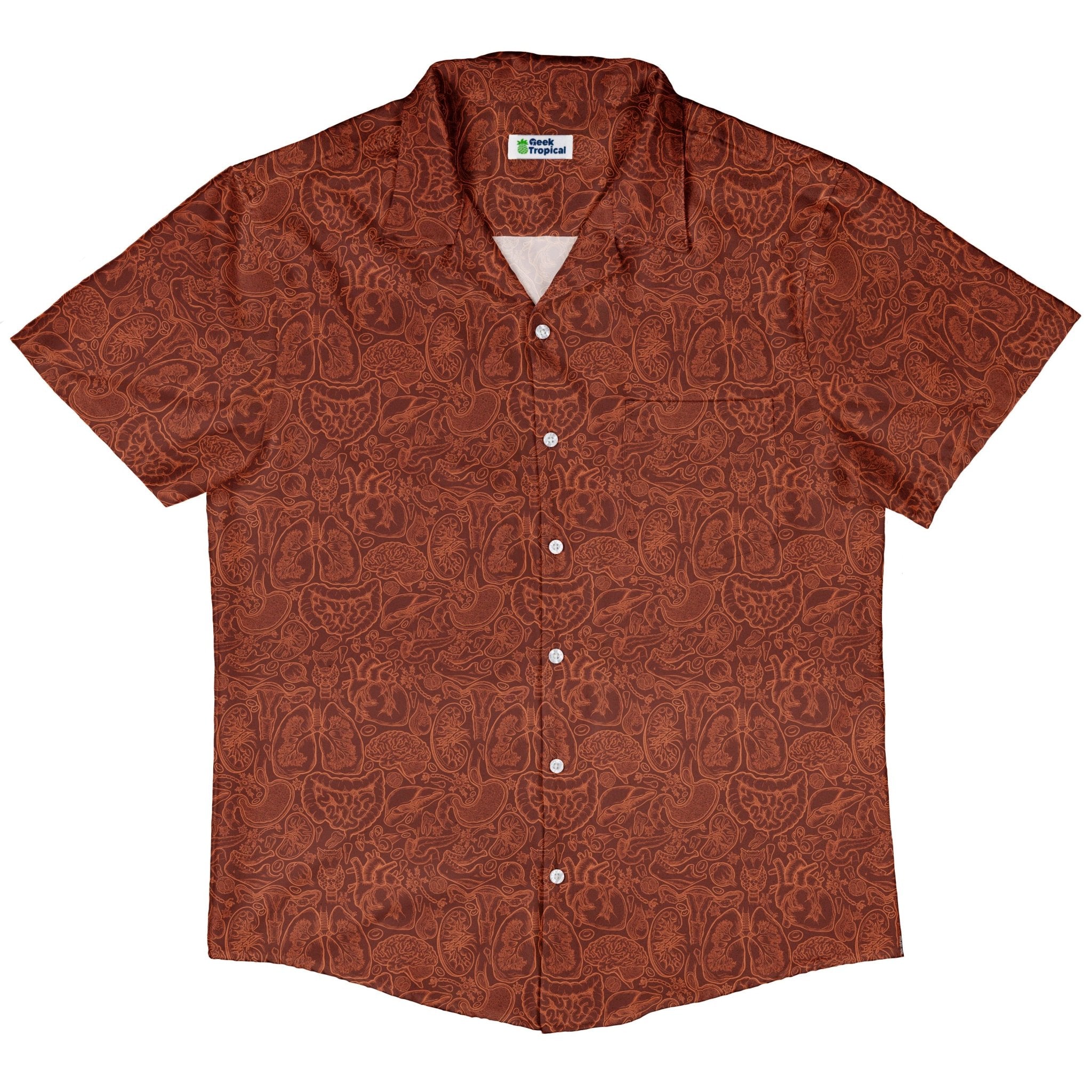 Nerdy Human Anatomy Red Button Up Shirt