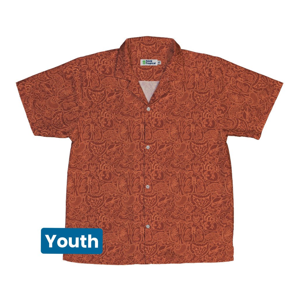 Nerdy Human Anatomy Red Youth Hawaiian Shirt