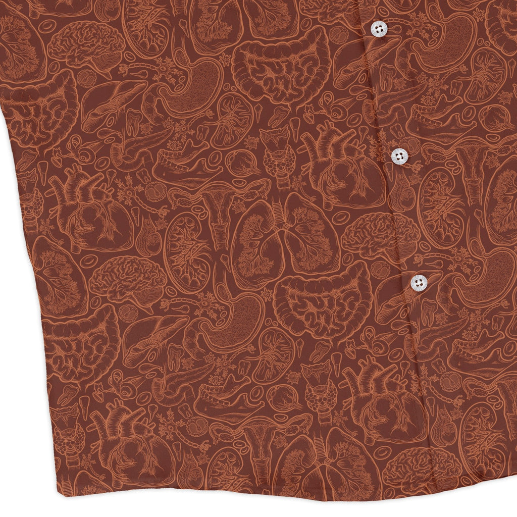 Nerdy Human Anatomy Red Long Sleeve Button Up Shirt