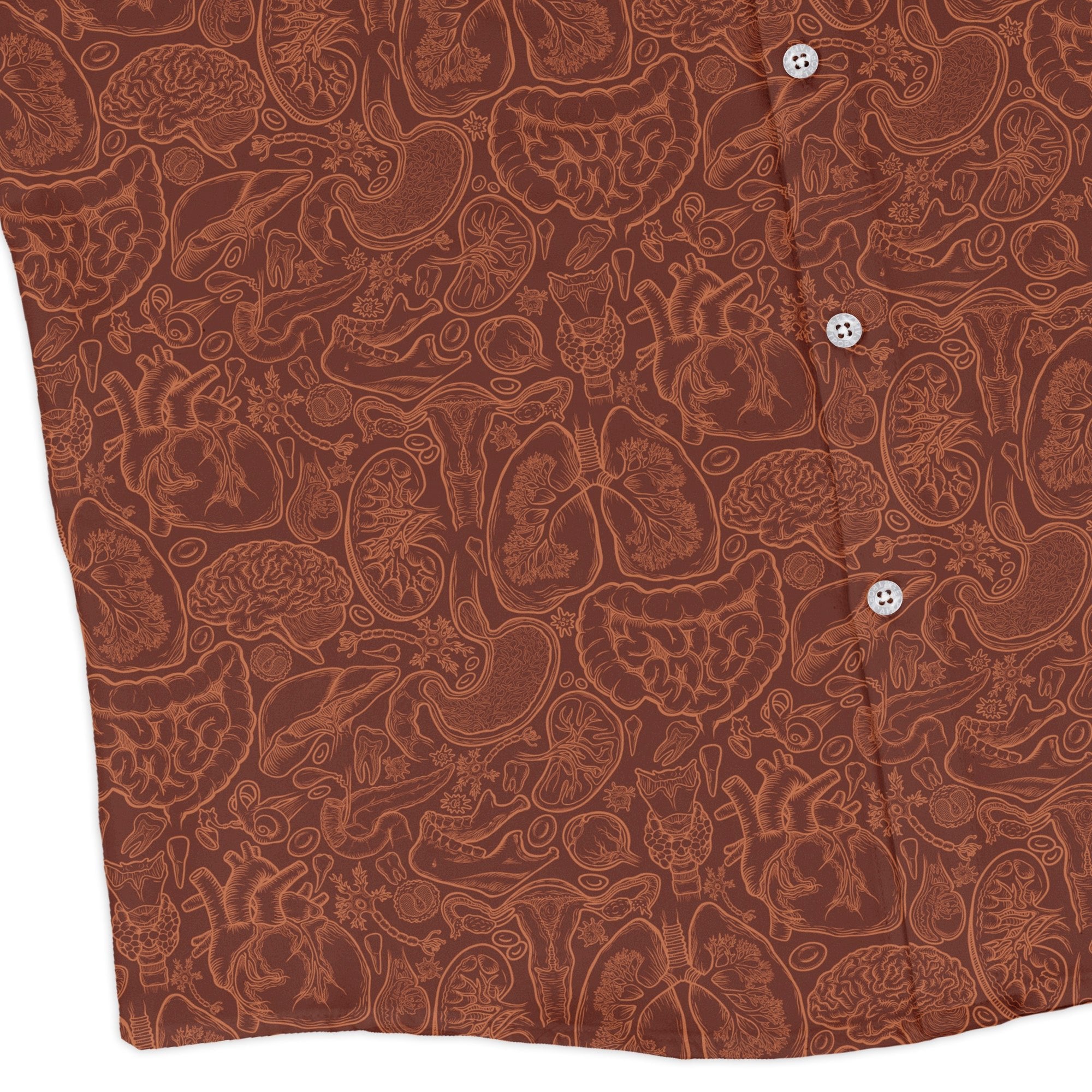 Nerdy Human Anatomy Red Long Sleeve Button Up Shirt