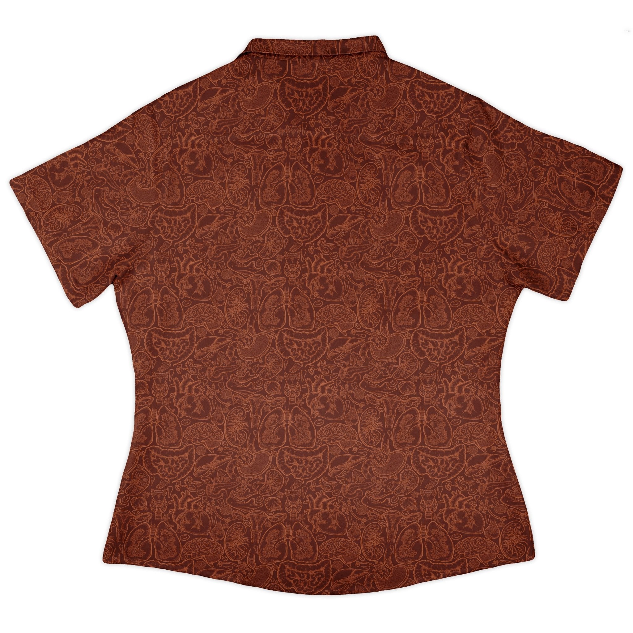 Nerdy Human Anatomy Red Curvy Button Up Shirt