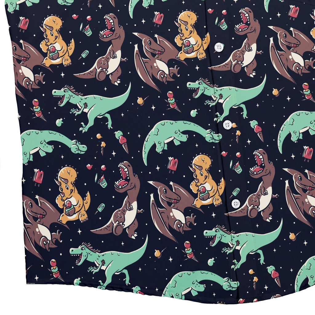 Ice Cream Dinos Button Up Shirt Geek Nerd 0925 adult sizing All Adult Button Up Shirts