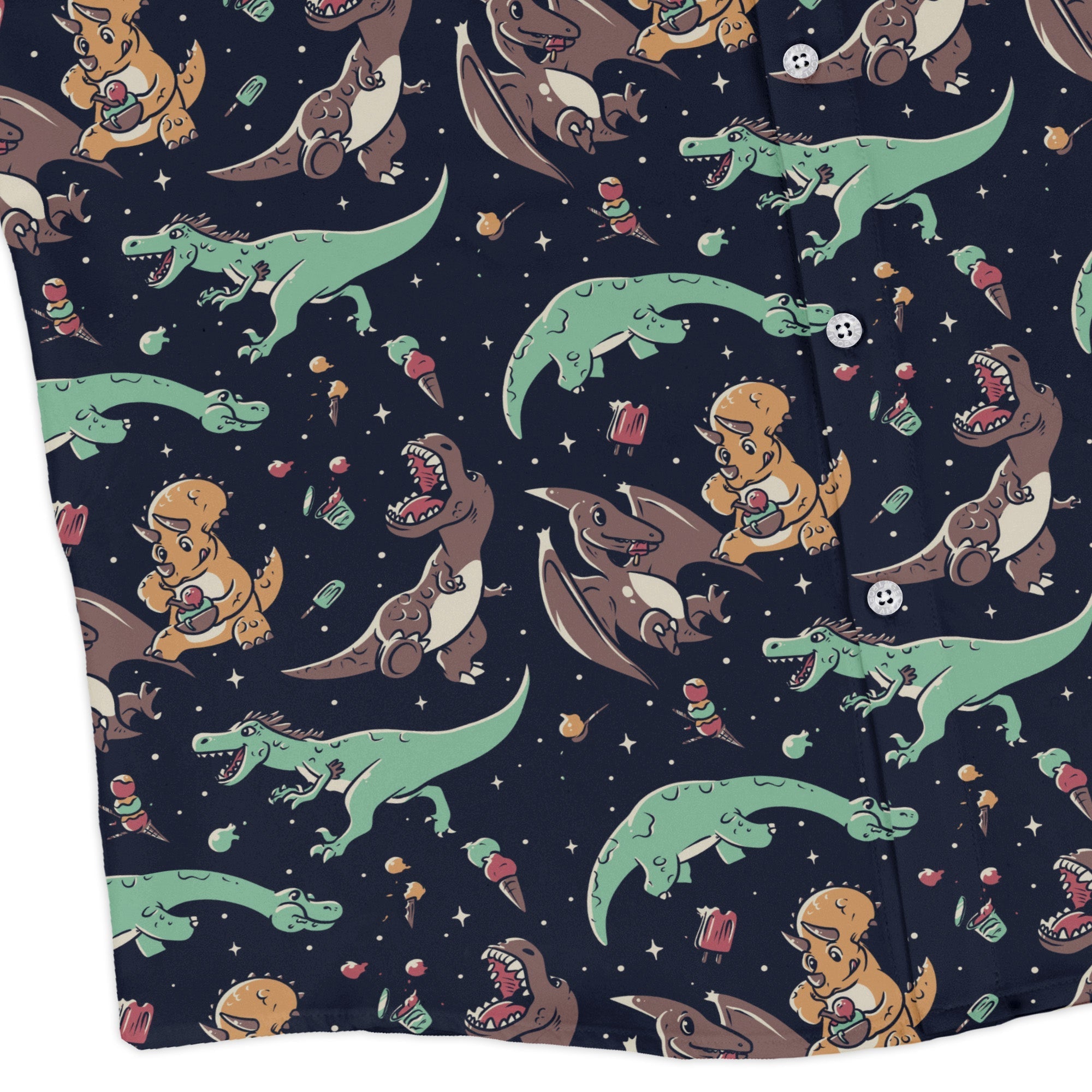 Ice Cream Dinos Long Sleeve Button Up Shirt Geek Nerd 0925 adult sizing All Adult Button Up Shirts