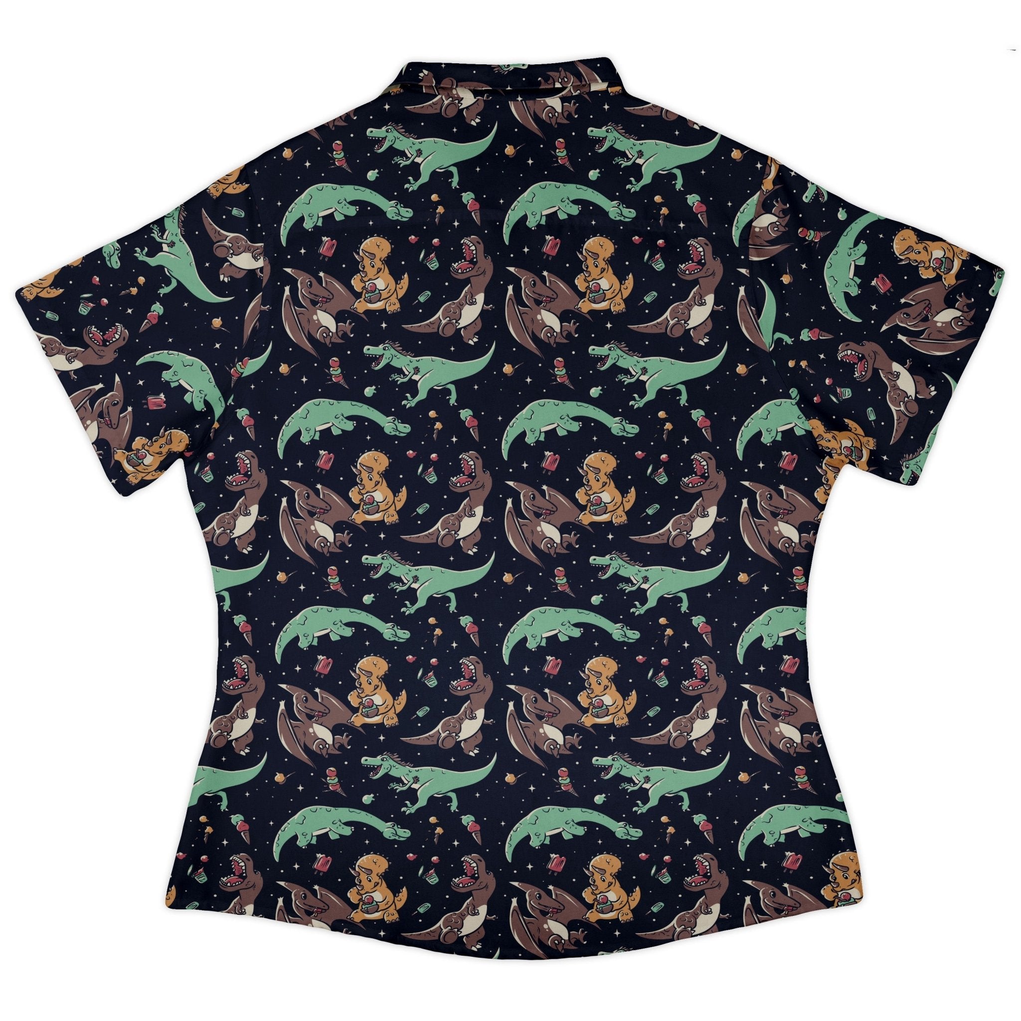 Ice Cream Dinos Curvy Button Up Shirt Geek Nerd 0925 All Adult Button Up Shirts Animal Patterns