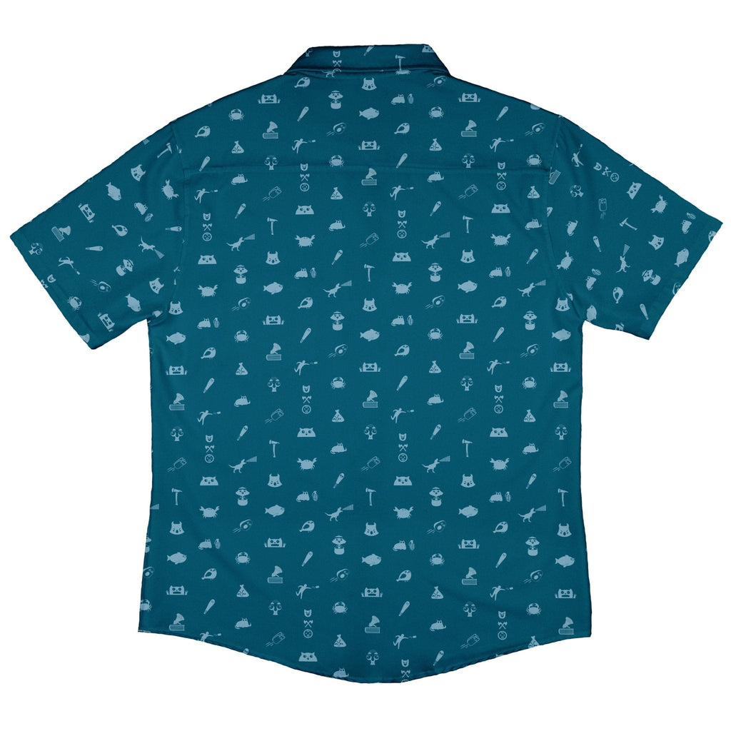 Iconic Exploding Kittens Button Up Shirt - adult sizing - Animal Patterns - board game print
