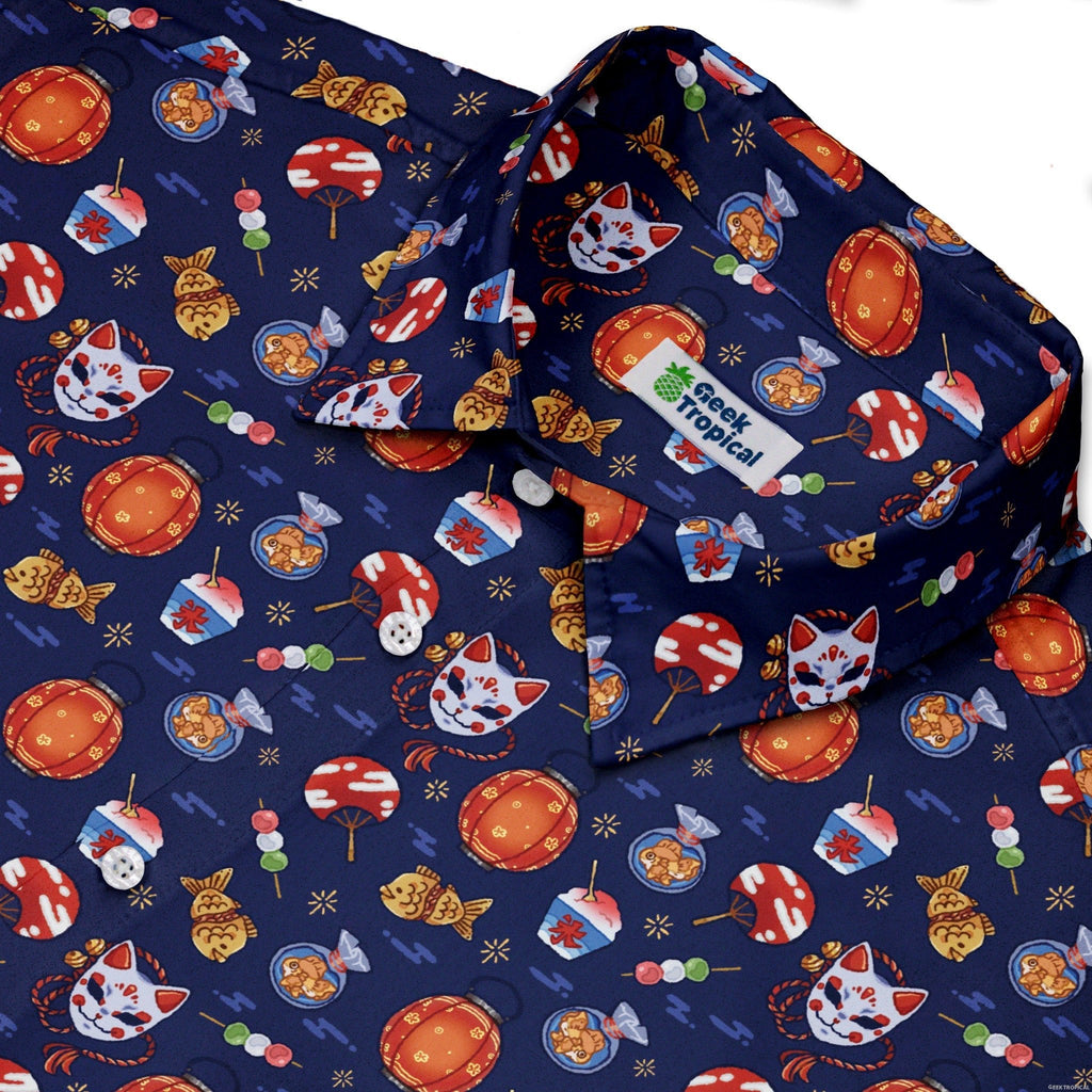 Japanese Festival Button Up Shirt Geek Nerd adult sizing anime Design by Ardi Tong