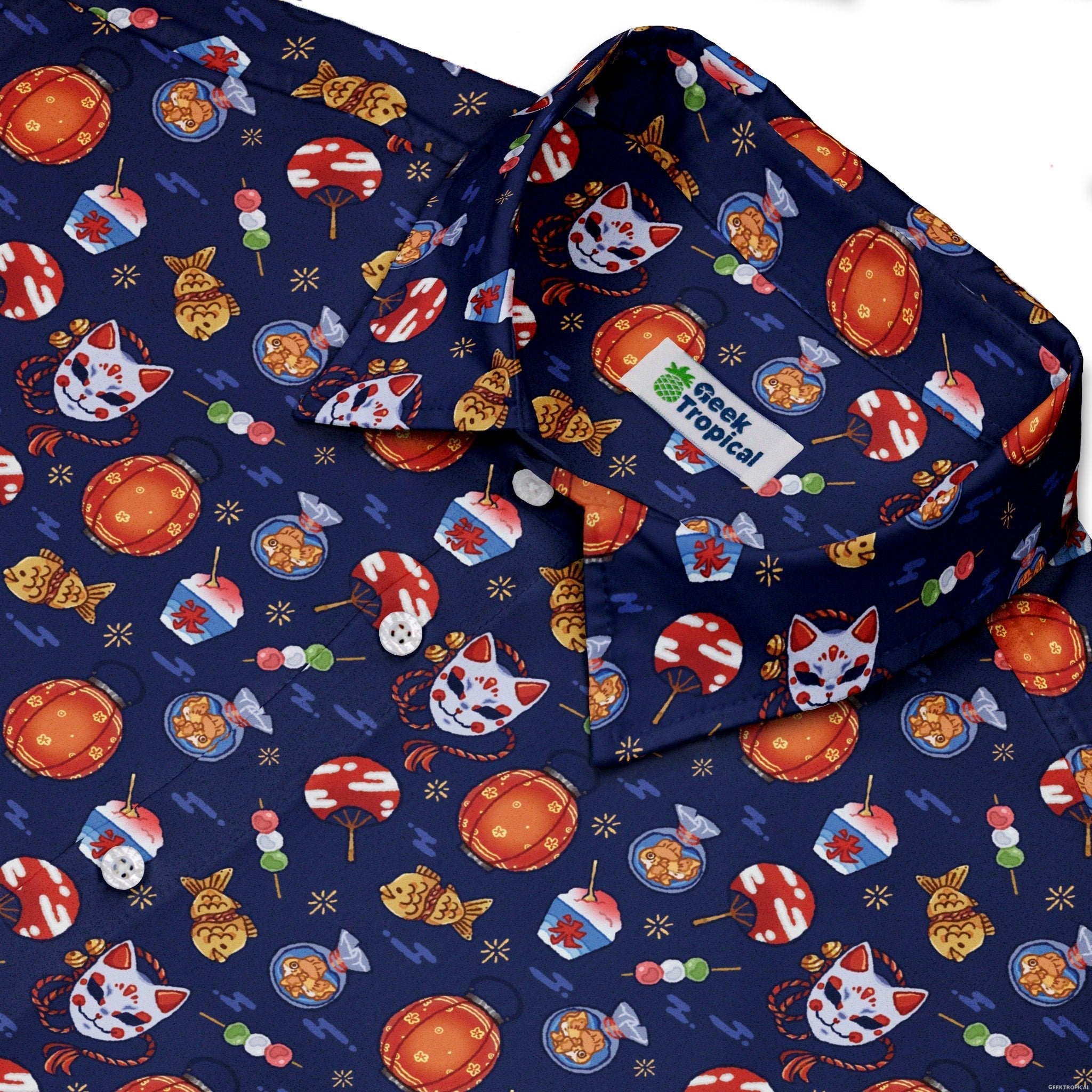 Japanese Festival Button Up Shirt Geek Nerd adult sizing anime Design by Ardi Tong