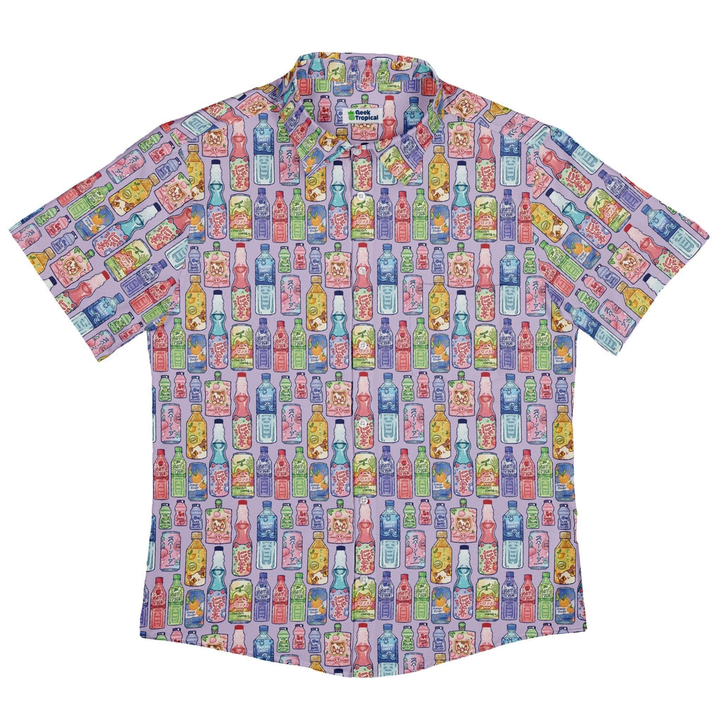 Japanese Vending Machine Drinks Button Up Shirt Geek Nerd adult sizing anime Design by Ardi Tong