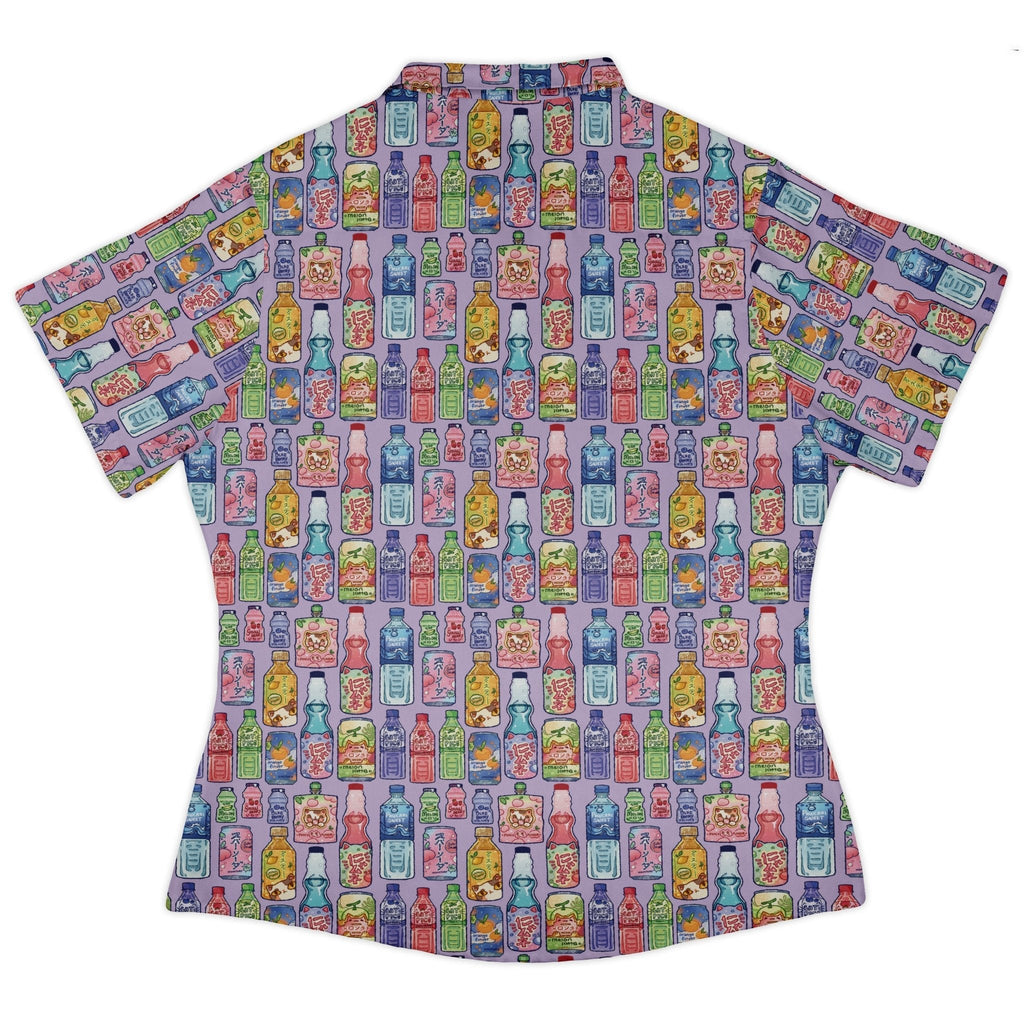 Japanese Vending Machine Drinks Curvy Button Up Shirt Geek Nerd anime Design by Ardi Tong q225