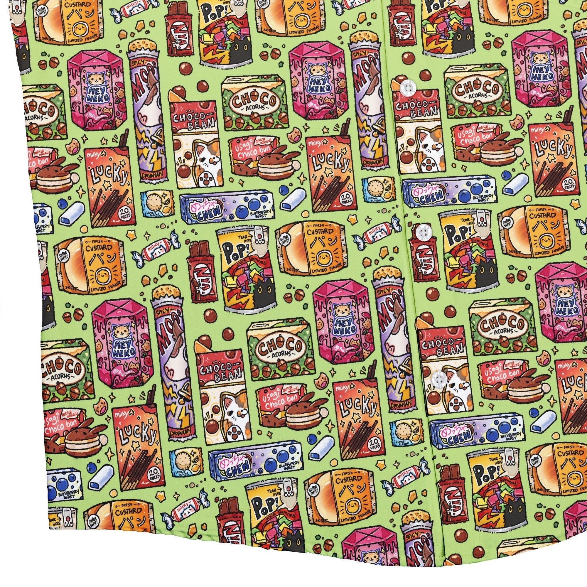Japanese Vending Machine Snacks Button Up Shirt Geek Nerd 0925 adult sizing All Adult Button Up Shirts