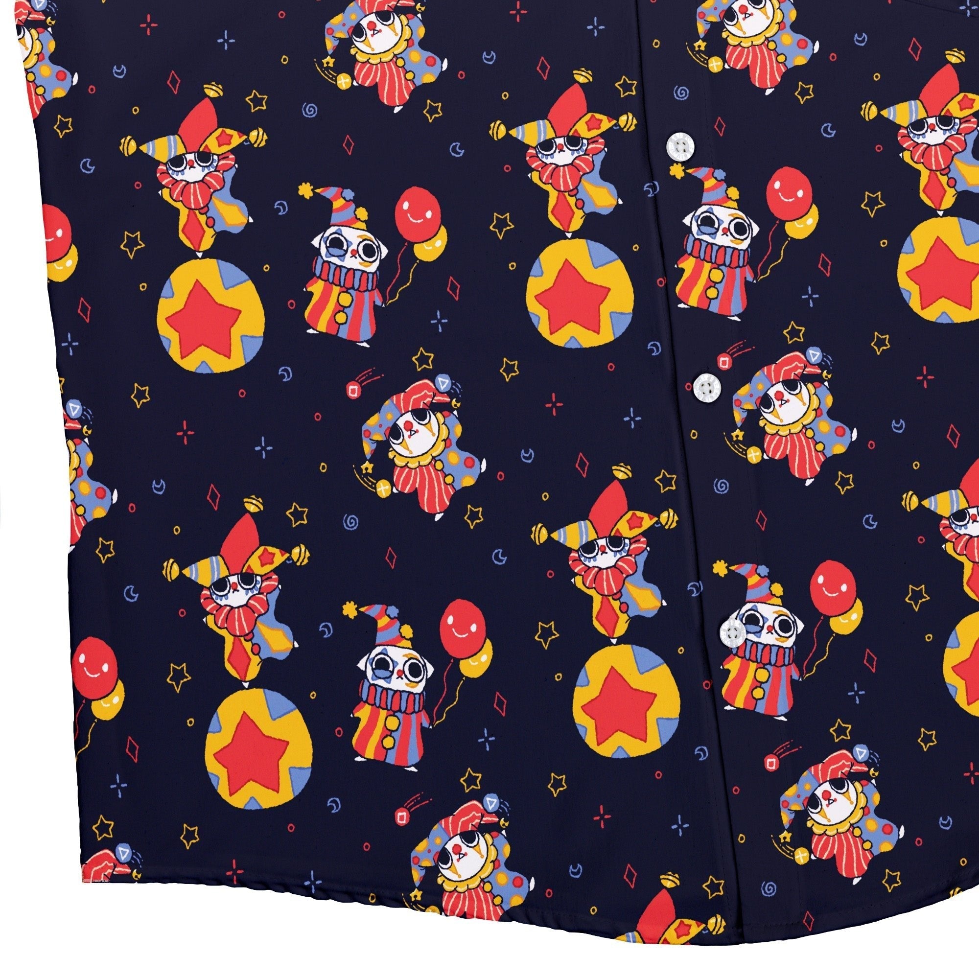 Jester Cats Button Up Shirt Geek Nerd adult sizing Design by Ardi Tong funny prints