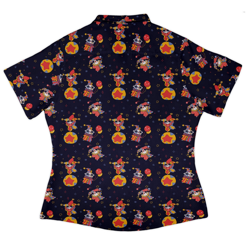 Jester Cats Curvy Button Up Shirt Geek Nerd Design by Ardi Tong funny prints q225