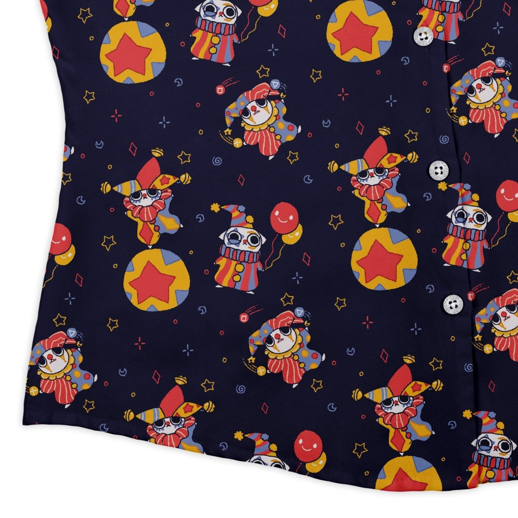 Jester Cats Curvy Button Up Shirt Geek Nerd Design by Ardi Tong funny prints q225
