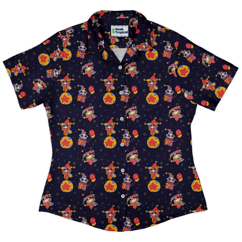 Jester Cats Curvy Button Up Shirt Geek Nerd Design by Ardi Tong funny prints q225