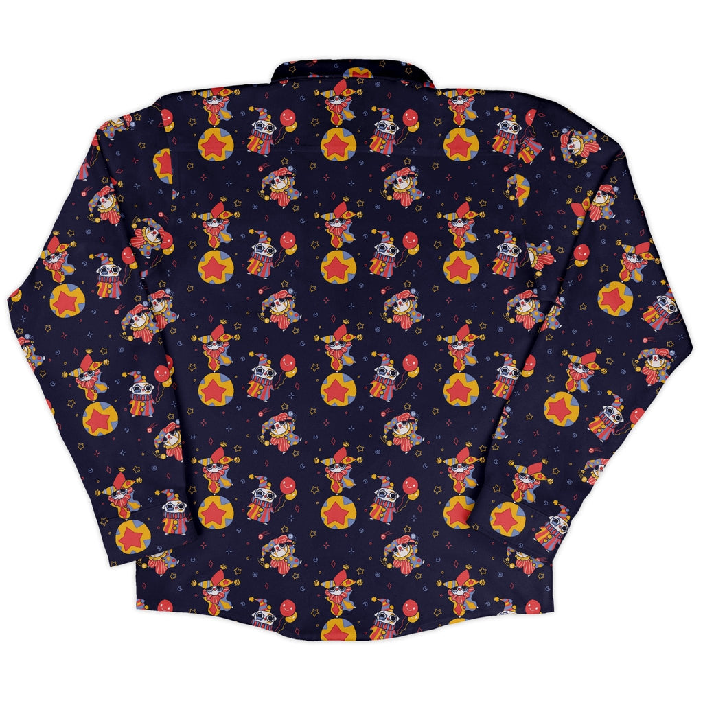Jester Cats Long Sleeve Button Up Shirt Geek Nerd adult sizing Design by Ardi Tong FLOW DESC WRITING