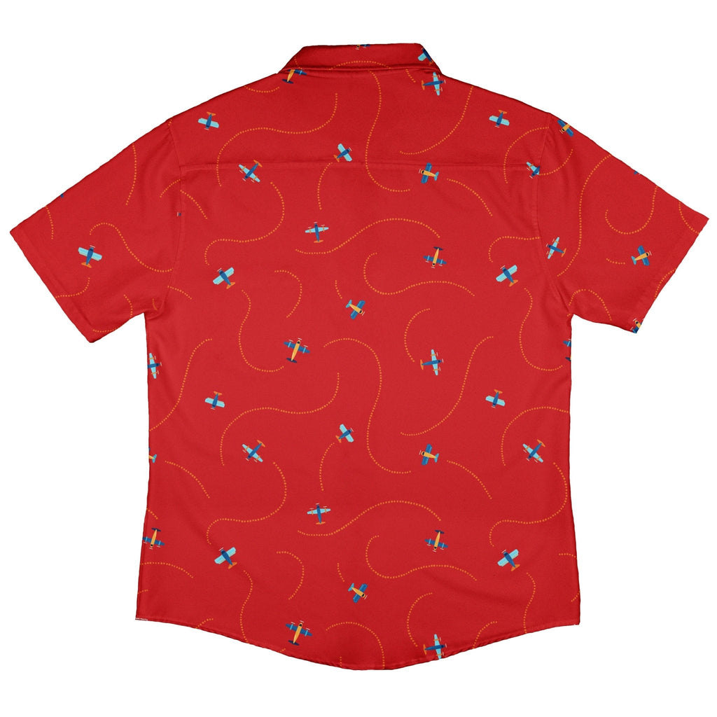 Plane Contrails Button Up Shirt Geek Nerd adult sizing aviation print Design by Zirkus Design