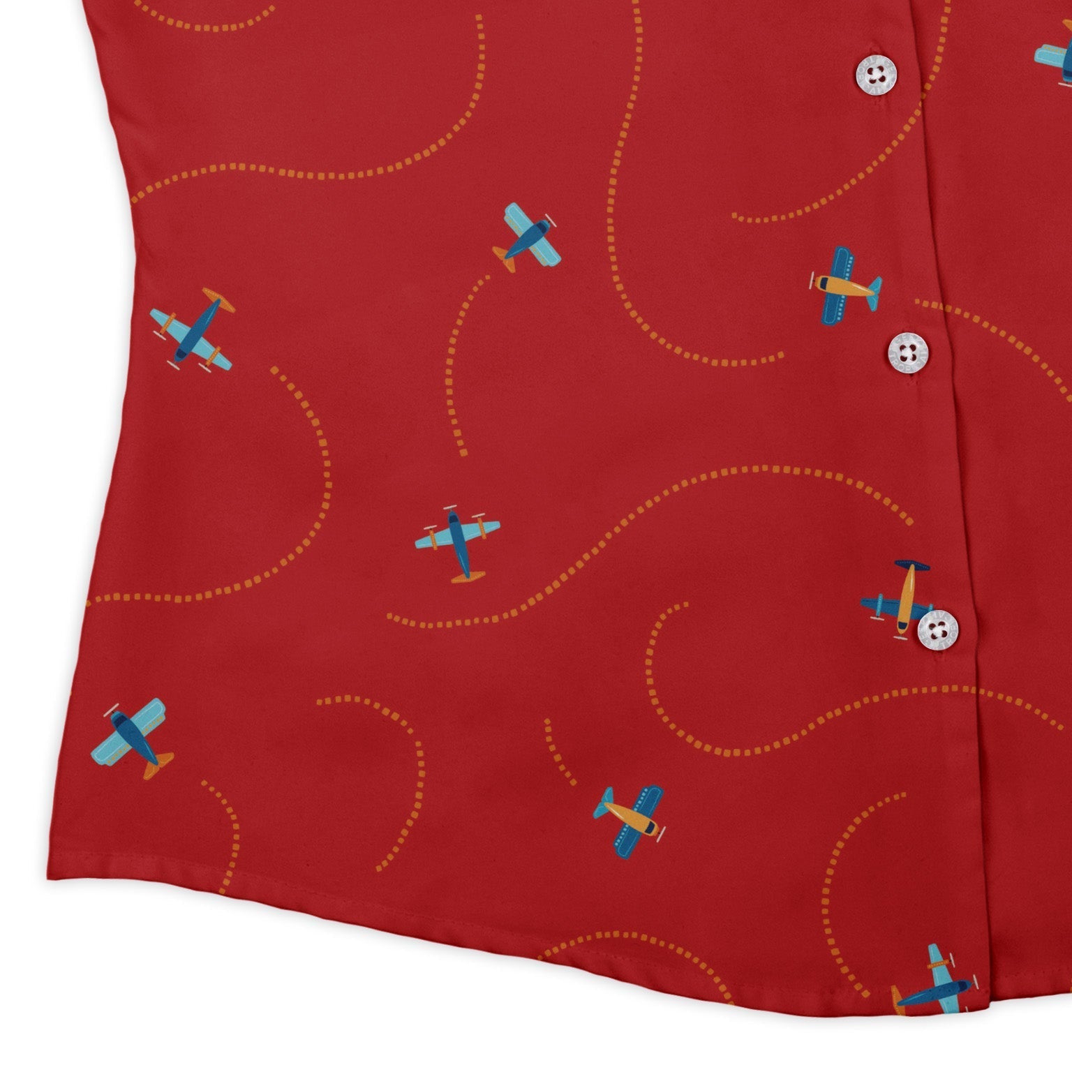 Plane Contrails Curvy Button Up Shirt Geek Nerd aviation print Design by Zirkus Design q225