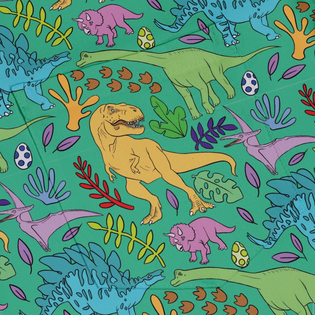 Jurassic Jungle Button Up Shirt Geek Nerd adult sizing Design by Julie Kitzes dinosaur print