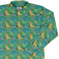 Jurassic Jungle Long Sleeve Button Up Shirt Geek Nerd adult sizing Design by Julie Kitzes dinosaur print