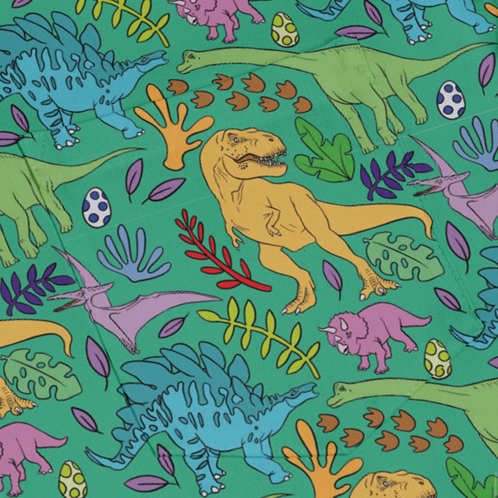 Jurassic Jungle Long Sleeve Button Up Shirt Geek Nerd adult sizing Design by Julie Kitzes dinosaur print