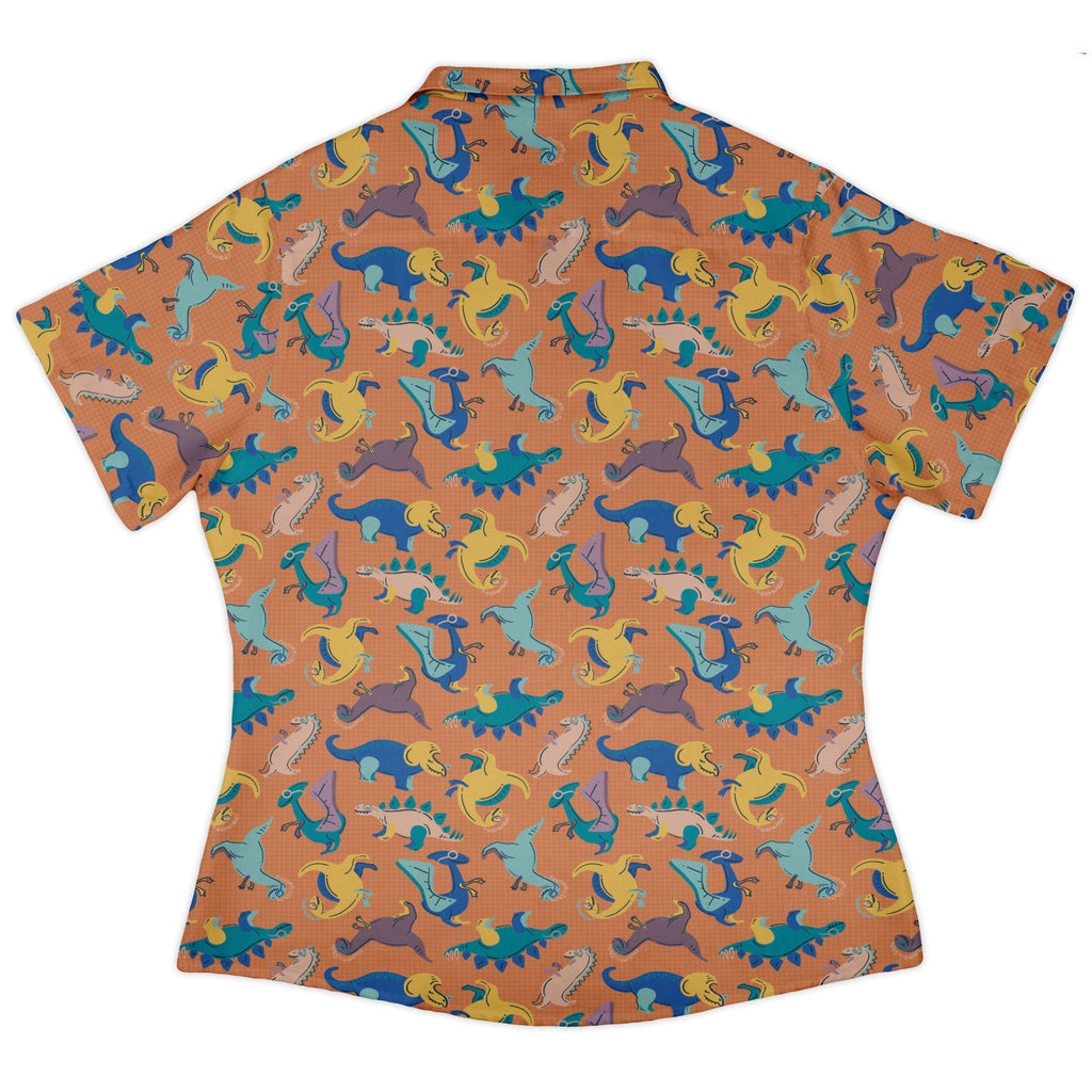 Just Dinosaur Curvy Button Up Shirt Geek Nerd Design by Zirkus Design dinosaur print q225