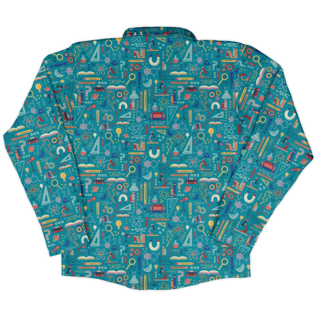 Just Science Long Sleeve Button Up Shirt Geek Nerd adult sizing Design by Zirkus Design FLOW DESC WRITING