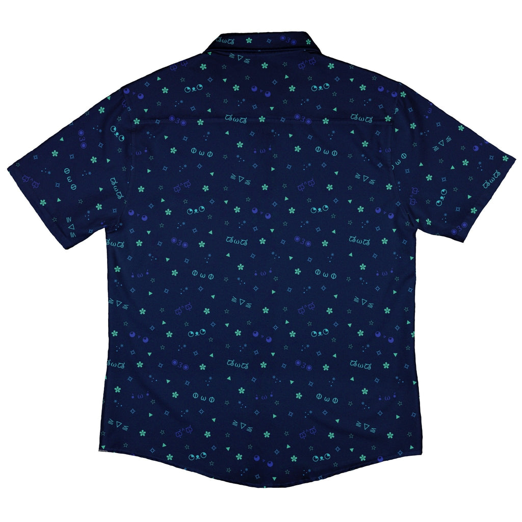 Kao Emojis Blue Button Up Shirt - adult sizing - Anime - Design by Ardi Tong