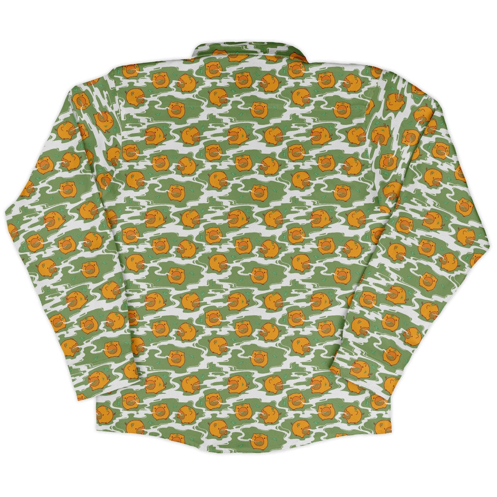 Kawaii Piglets Incense Green Long Sleeve Button Up Shirt Geek Nerd adult sizing Anime Design by Ardi Tong