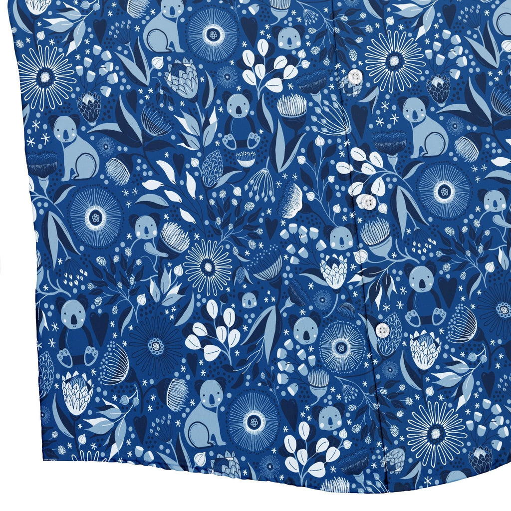 Koala Floral Button Up Shirt Geek Nerd adult sizing animal patterns botany print