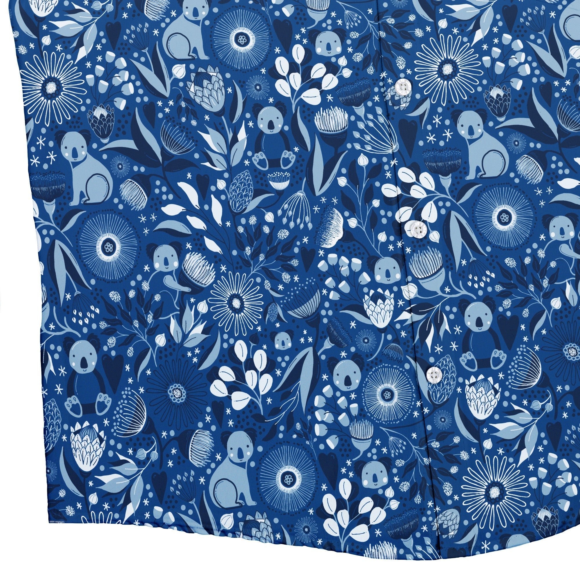 Koala Floral Button Up Shirt Geek Nerd adult sizing animal patterns botany print